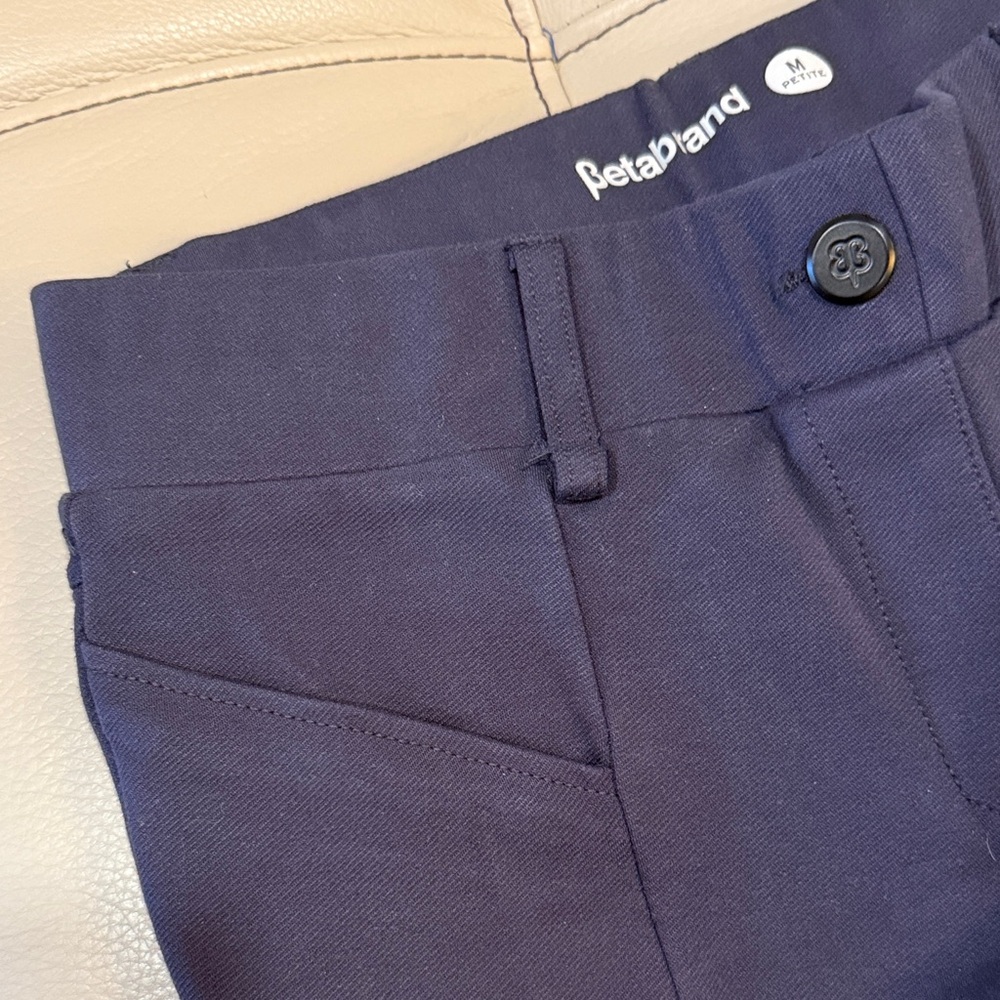 Betabrand Navy Twill Yoga Pants, skinny crop ankle length,  M petite